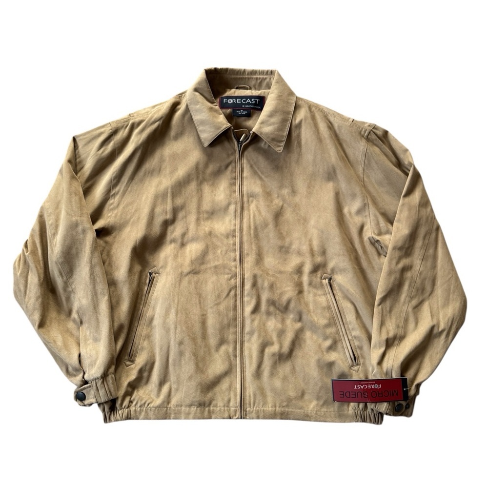 Forecast Weatherproof Micro Suede Jacket Mens XL Tan Full Zip Lightweight NWT
